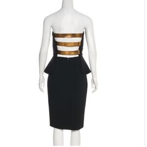 Derek Lam 10 Crosby Strapless Black Dress w Gold Metallic Bands – Size 2